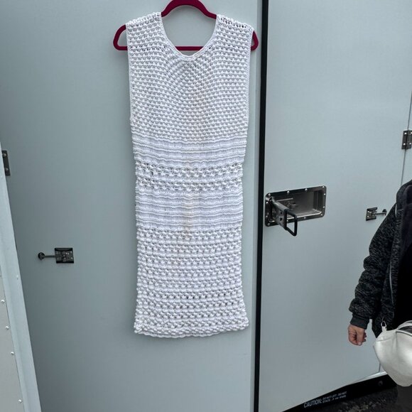 Cynthia Steffe White Crochet Knit Sheath Dress - Size L - Picture 3 of 3